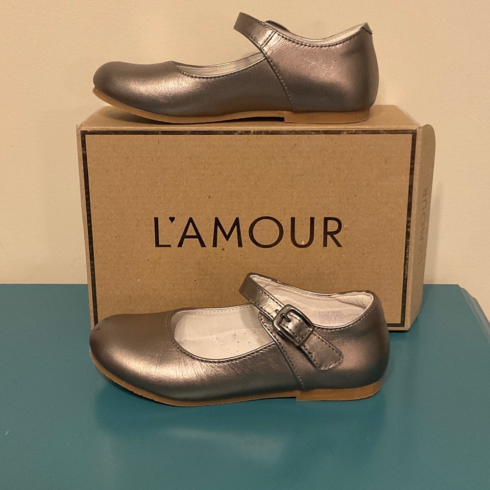 L'Amour Metallic Pewter Mary Jane Shoes